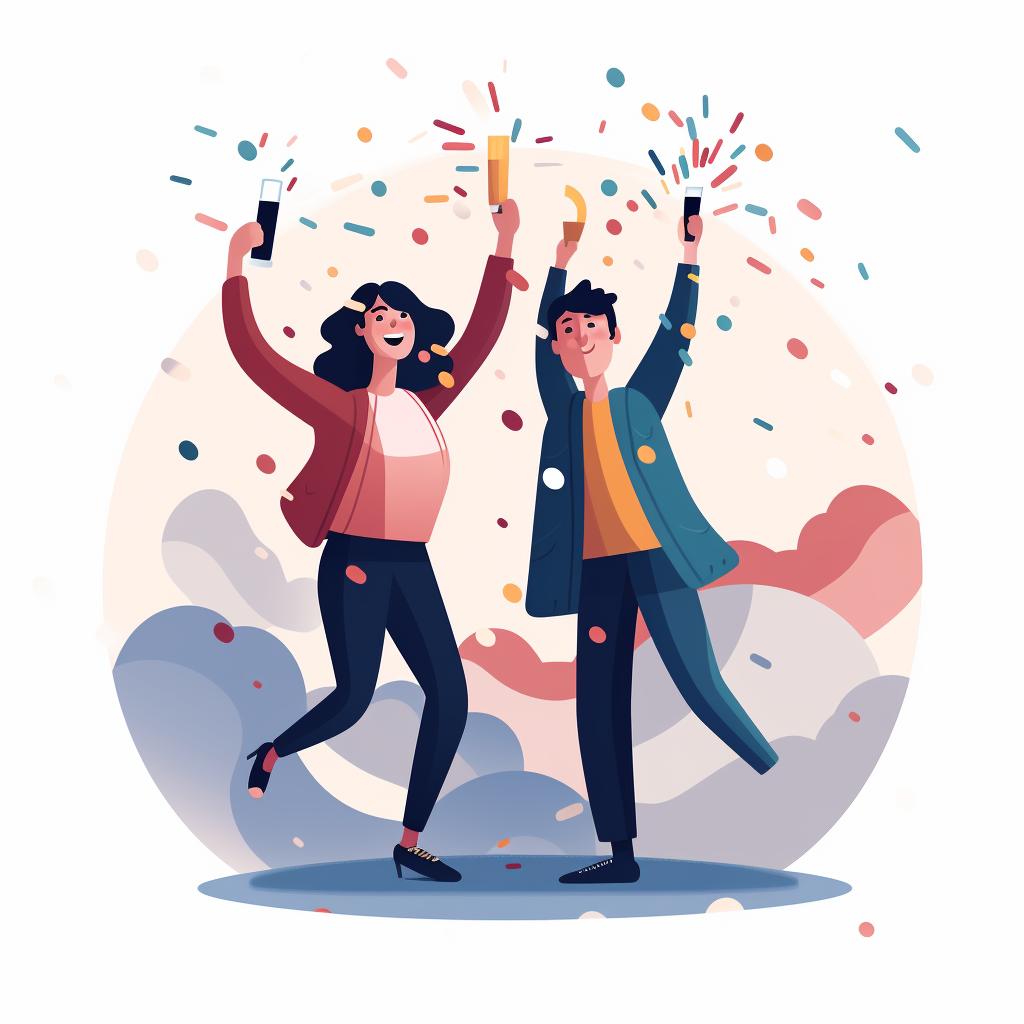Two people celebrating